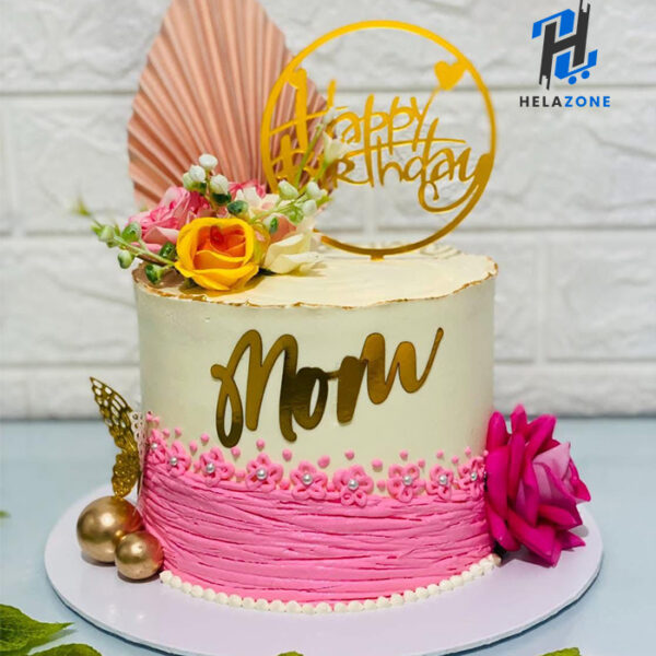 Pink and White Mom's Birthday Cake