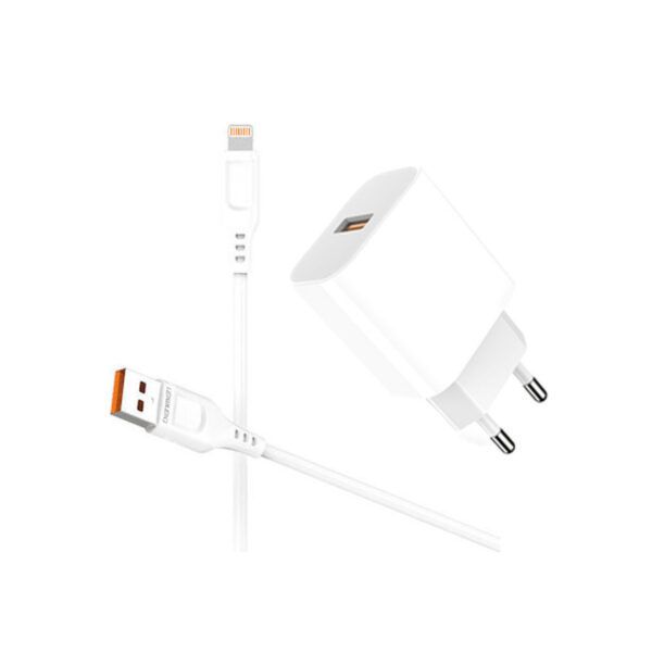 Denmen (DC07L) 18W Charger with USB-A Port and Lightning Cable