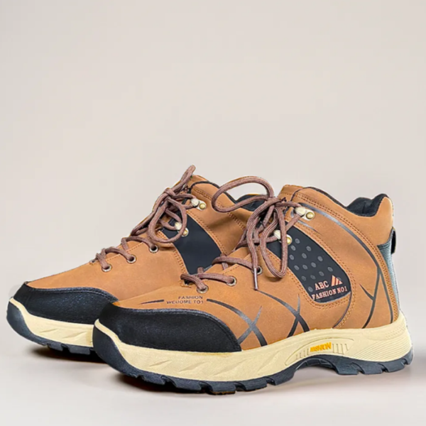 Men’s High Ankle Hiking Boots – Brown, Grey & Black | Durable Outdoor Trekking Shoes Sri Lanka | Helazone (SHM -003)